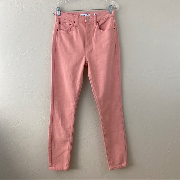 Re/Done Denim - Re/Done Originals High Rise Coral Pink Skinny Jean